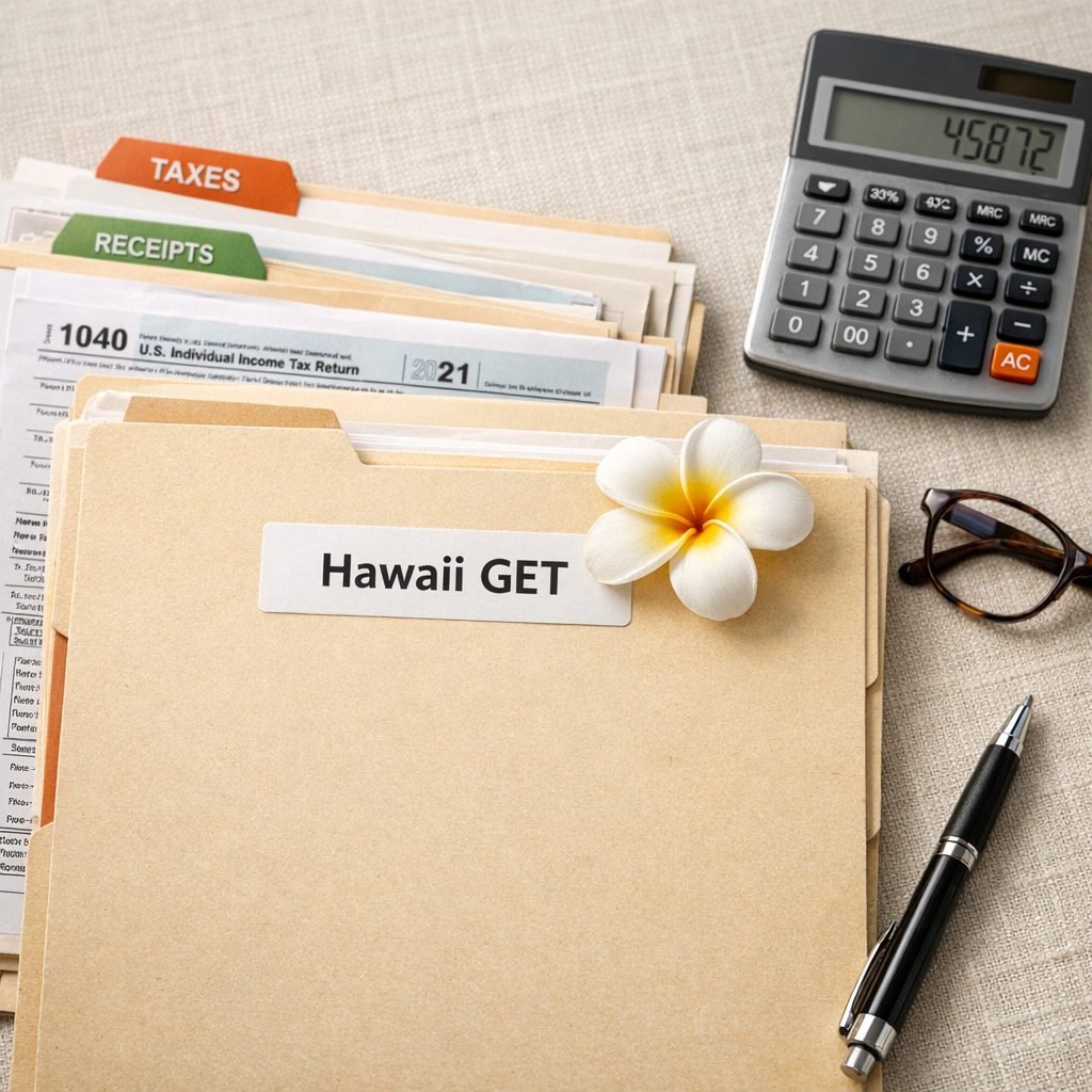 Organized tax documents and filing checklist
